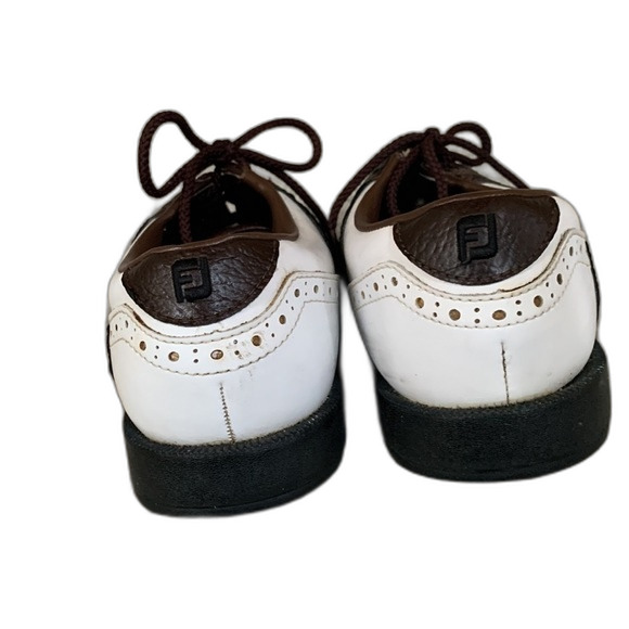FootJoy Youth White and Dark Brown Golf Saddle Shoes Size 4 - Picture 4 of 7